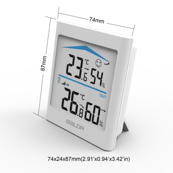 Купить BALDR B0135T2H2-WHITE цифровой термогигрометр с внешним датчиком, белый